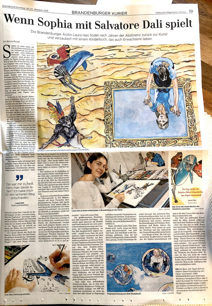 Zeitungsartikel-Märkische Allgemeine Zeitung-bearb-1000 Der Tag an dem ein Delphin-Zebra-Schmetterling vom Papier verschwand